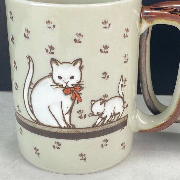 Vintage Otagiri Cat and Kitten Coffee Mugs Set of 2 - Picture 7 of 8